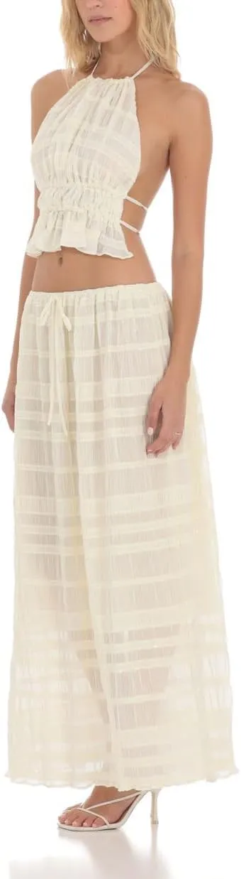 Maxi Skirt Sets for Women 2 Piece Sexy Long Skirt and Halter Tank Top Set Two Piece Going Out Set Vacation Outfits