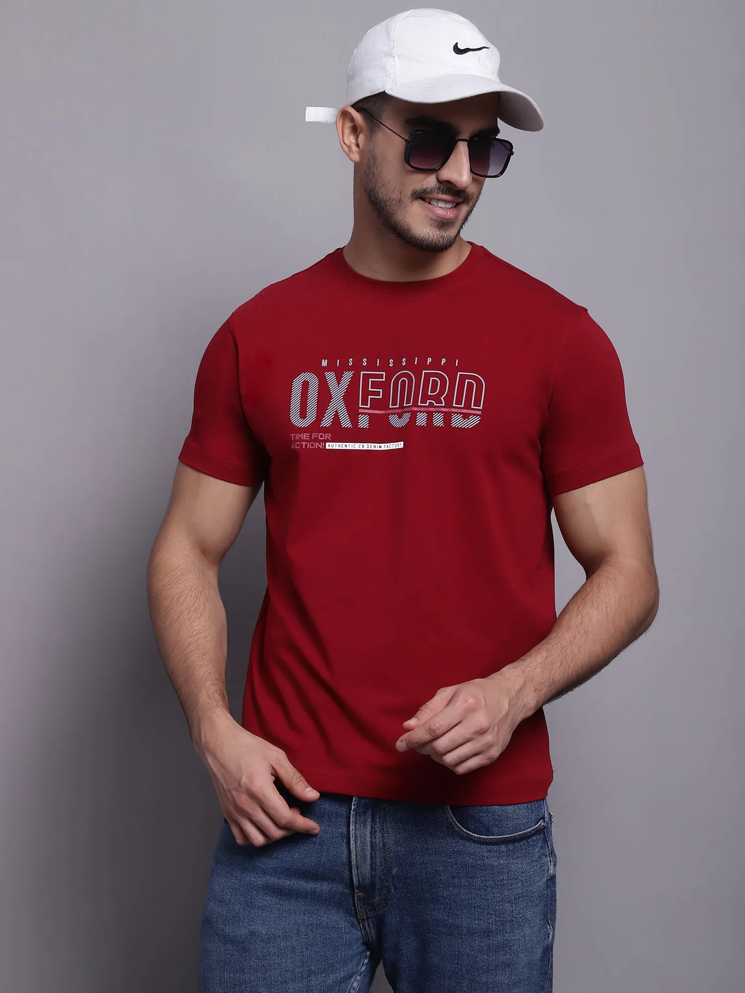 Men Maroon Casual T-Shirt