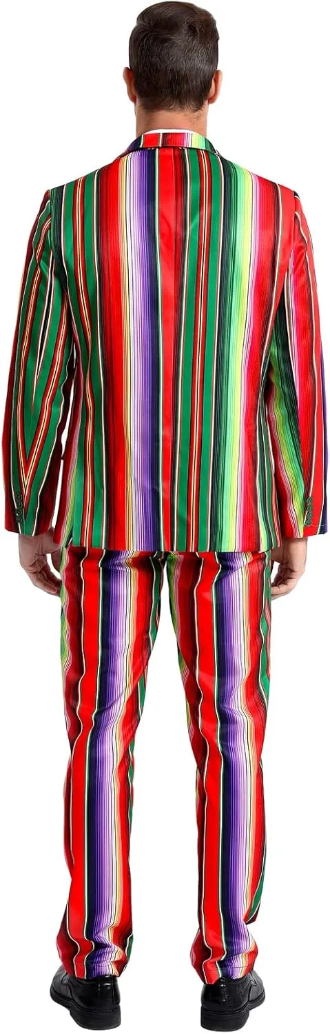 Men's 3-Piece Party Print Suits, Two Button Jacket & Pants & Tie