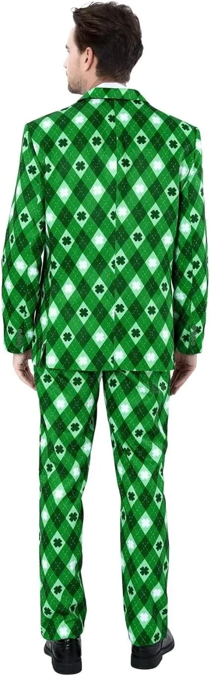 Men's 3-Piece Party Print Suits, Two Button Jacket & Pants & Tie