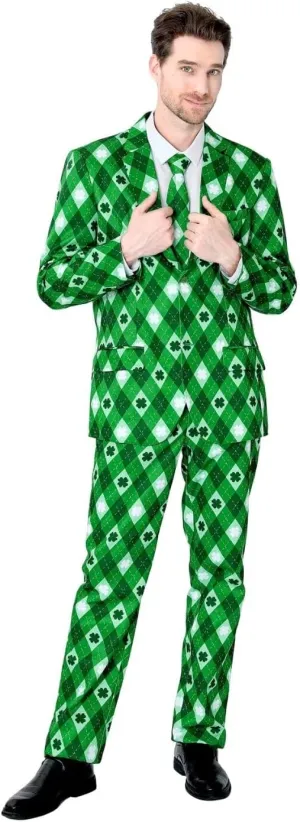 Men's 3-Piece Party Print Suits, Two Button Jacket & Pants & Tie