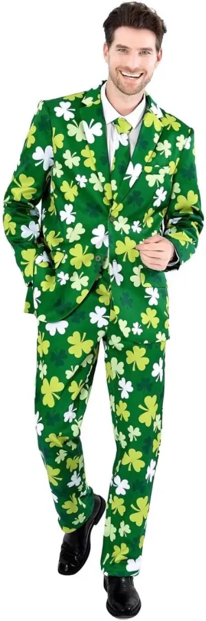 Men's 3-Piece Party Print Suits, Two Button Jacket & Pants & Tie
