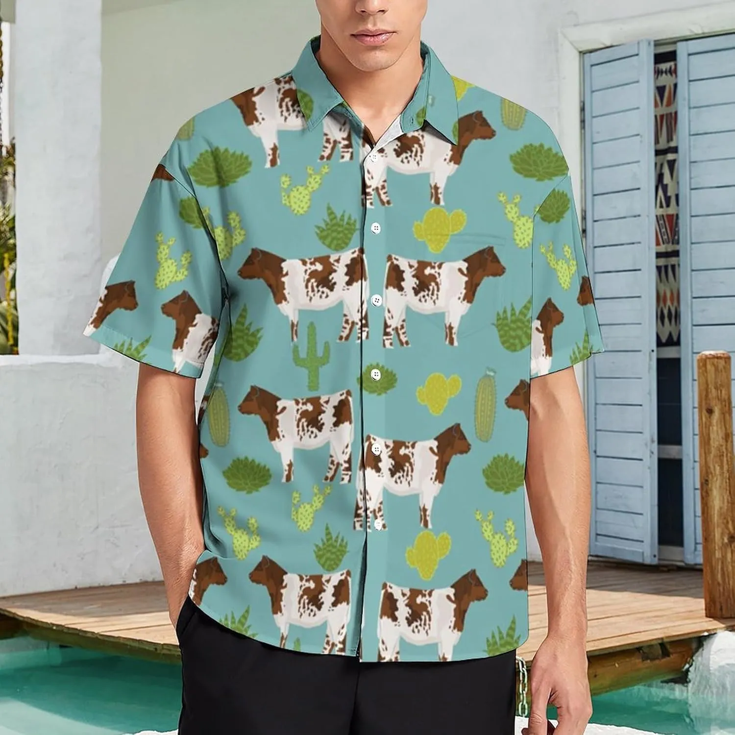 Men's Casual Button Down Short Sleeve Dress Work Shirt for Men