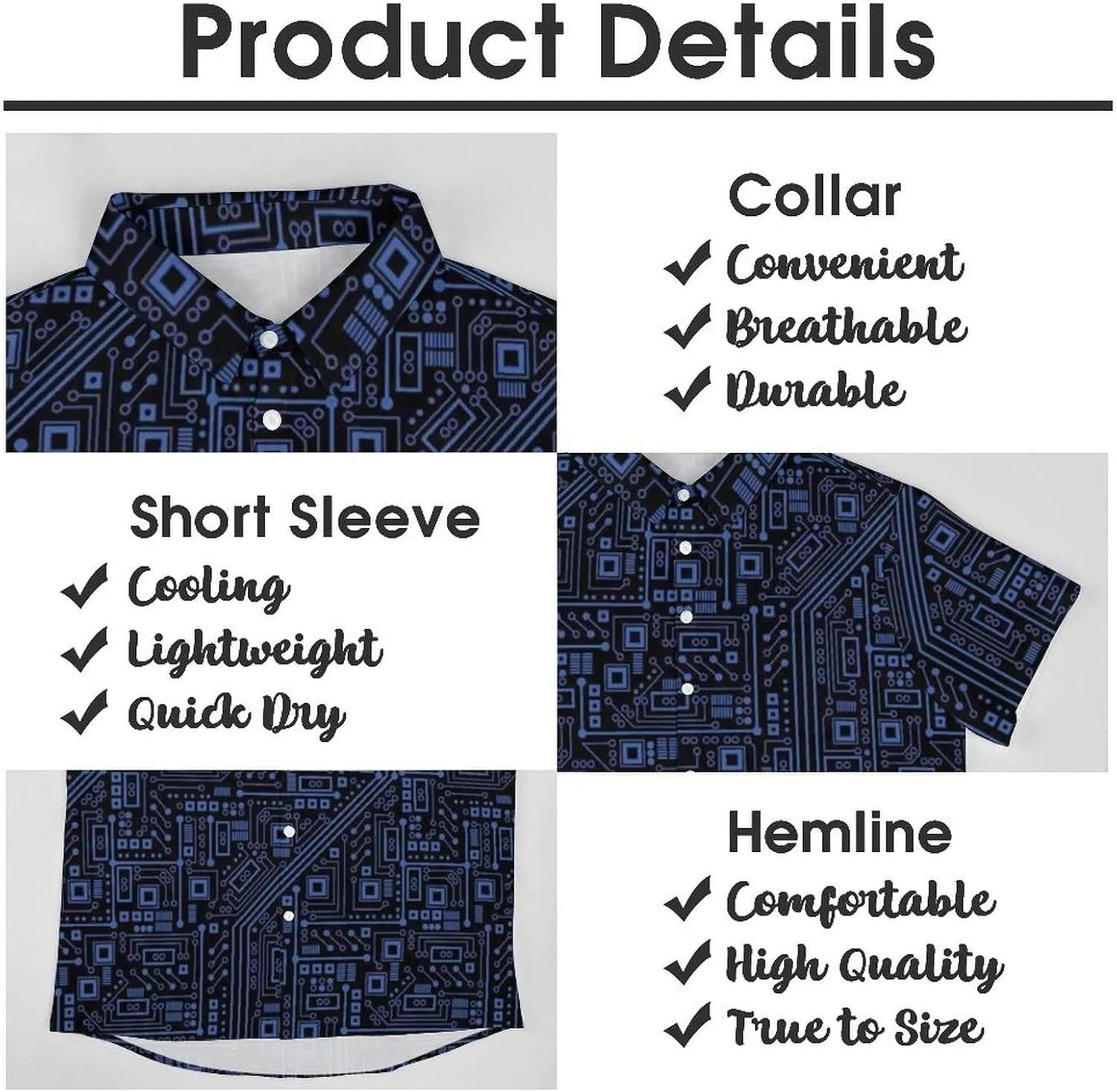 Men's Casual Button Down Short Sleeve Dress Work Shirt for Men