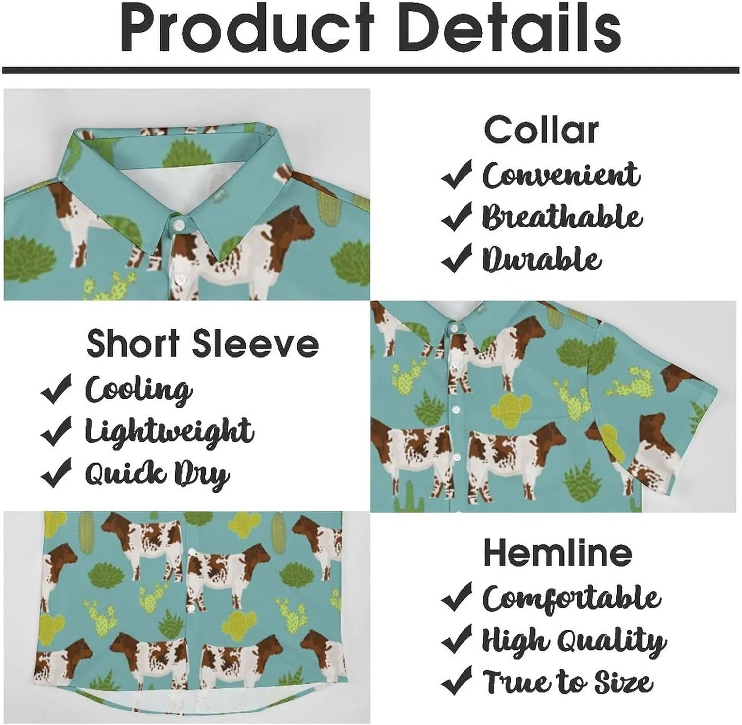 Men's Casual Button Down Short Sleeve Dress Work Shirt for Men
