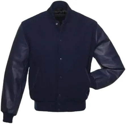 Men's Letterman Jackets Baseball Varsity Wool Body Genuine Leather Sleeves Bomber USA American Style Jacket