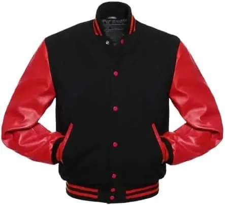 Men's Letterman Jackets Baseball Varsity Wool Body Genuine Leather Sleeves Bomber USA American Style Jacket