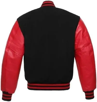 Men's Letterman Jackets Baseball Varsity Wool Body Genuine Leather Sleeves Bomber USA American Style Jacket