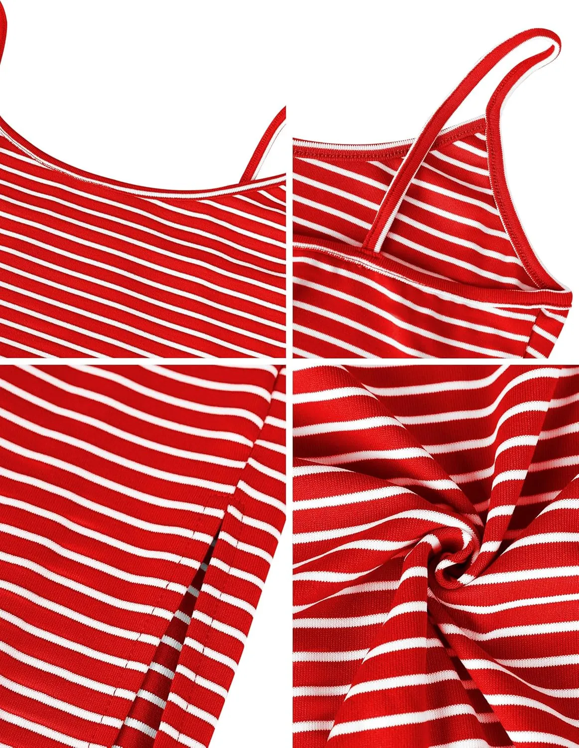Missufe Women's 2 Piece Outfits Striped Cami Crop Top and Slit Maxi Pencil Skirt Summer Beach Set