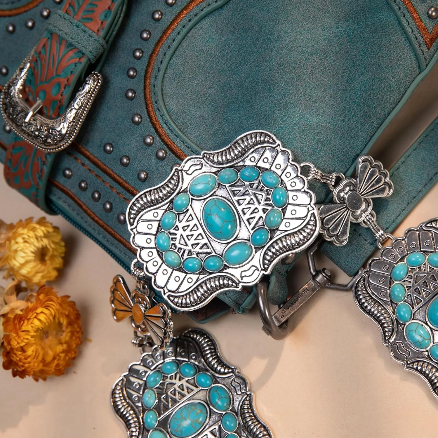 Montana West Rustic Couture's Large Western Concho Metal Belts for Women Cowgirl