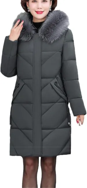 Mother Down Cotton-Padded Jacket Women's Winter Coat With Hooded Warm Thickening Long Parkas