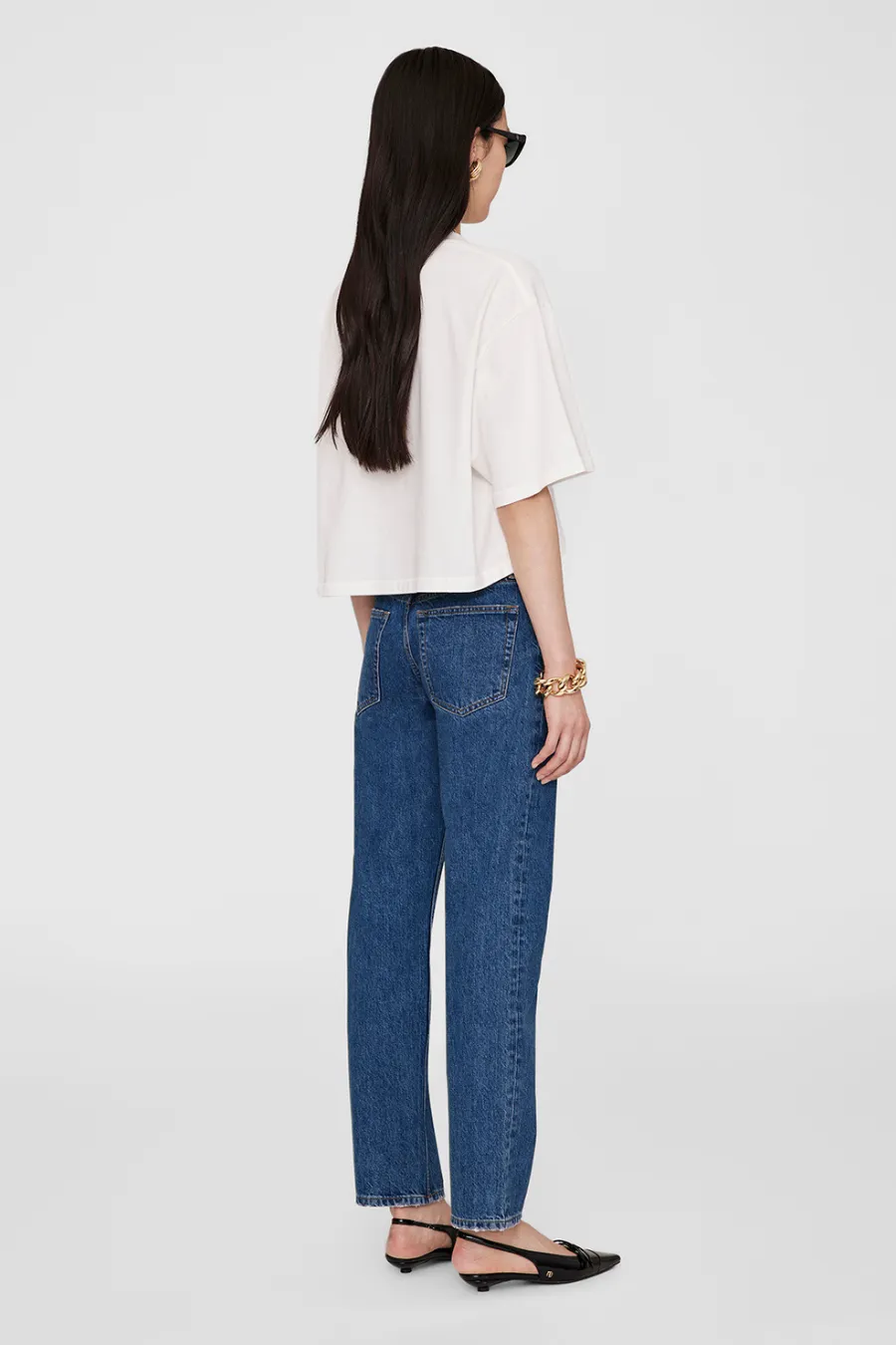 Myers Cropped Tee Framed Monogram Ivory
