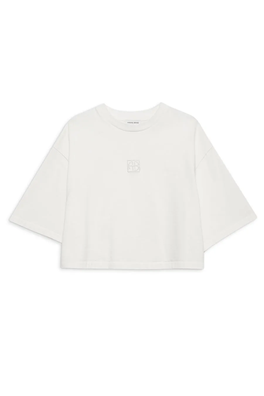 Myers Cropped Tee Framed Monogram Ivory