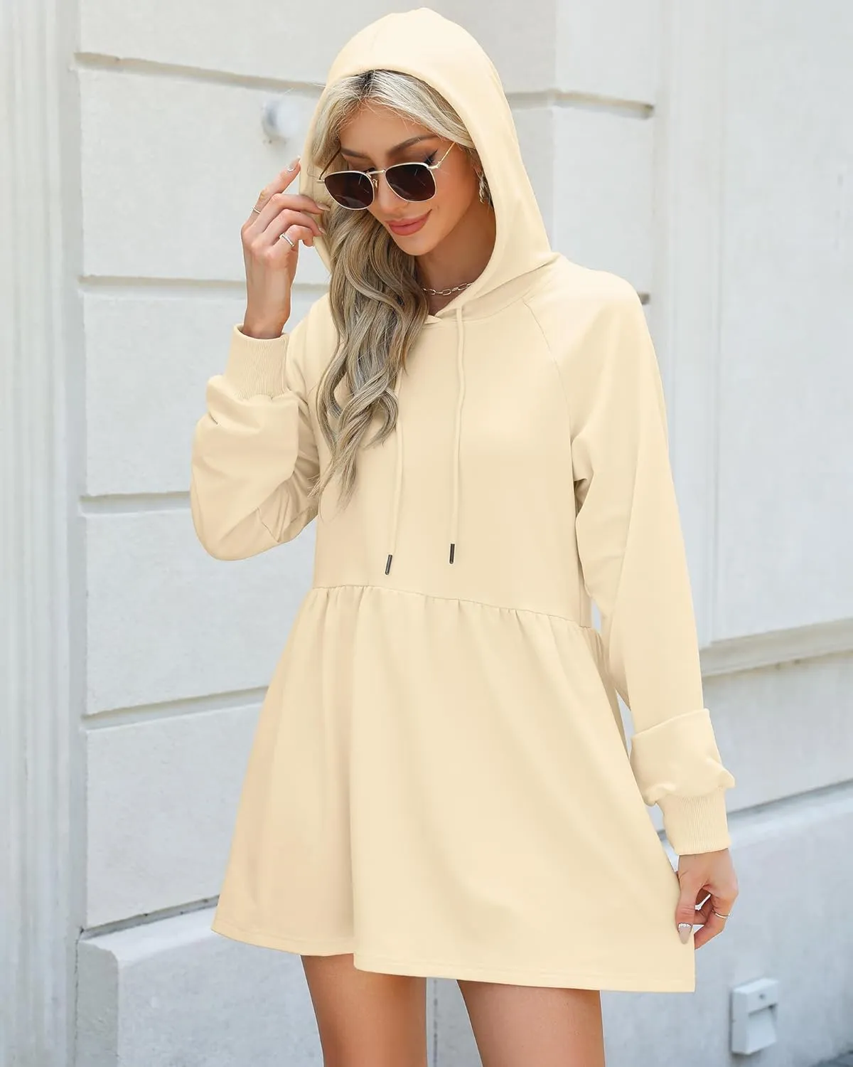 NANYUAYA Women Hoodie Sweatshirt Long Sleeve Pullover Fall Trendy Hooded Sport Dress with Pockets