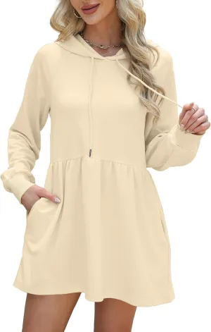 NANYUAYA Women Hoodie Sweatshirt Long Sleeve Pullover Fall Trendy Hooded Sport Dress with Pockets