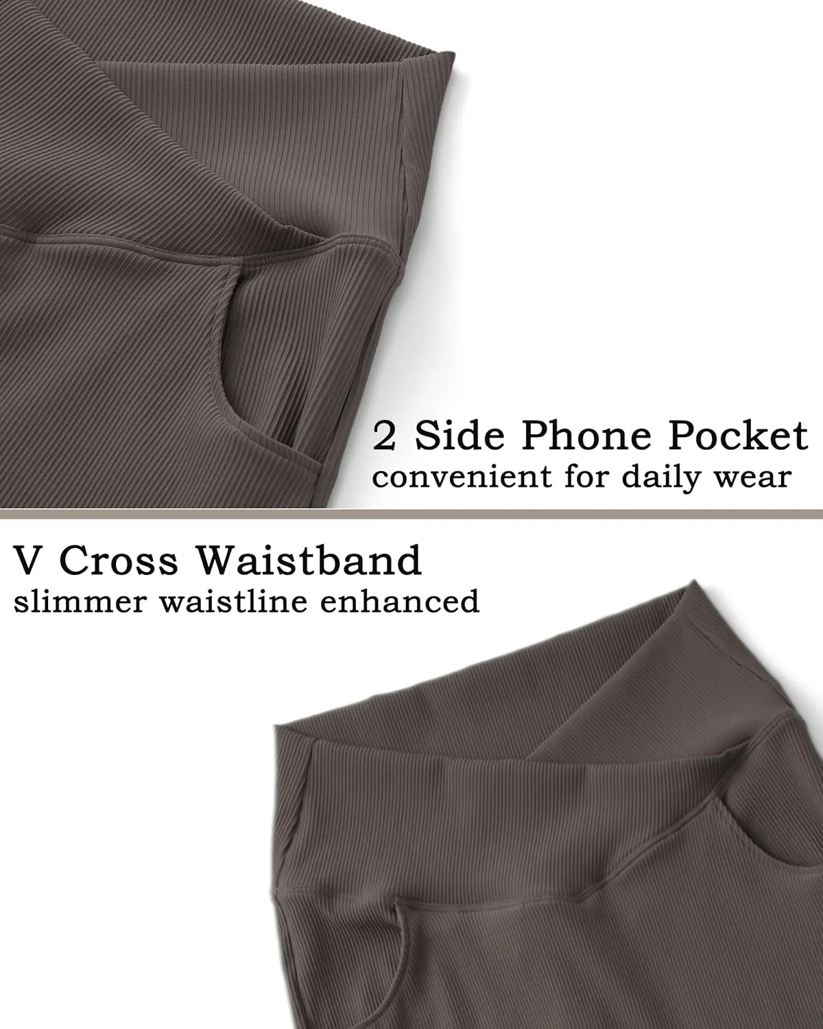 OMKAGI V Waist Flare Leggings for Women Tummy Control Wide Leg Yoga Pants with Pockets