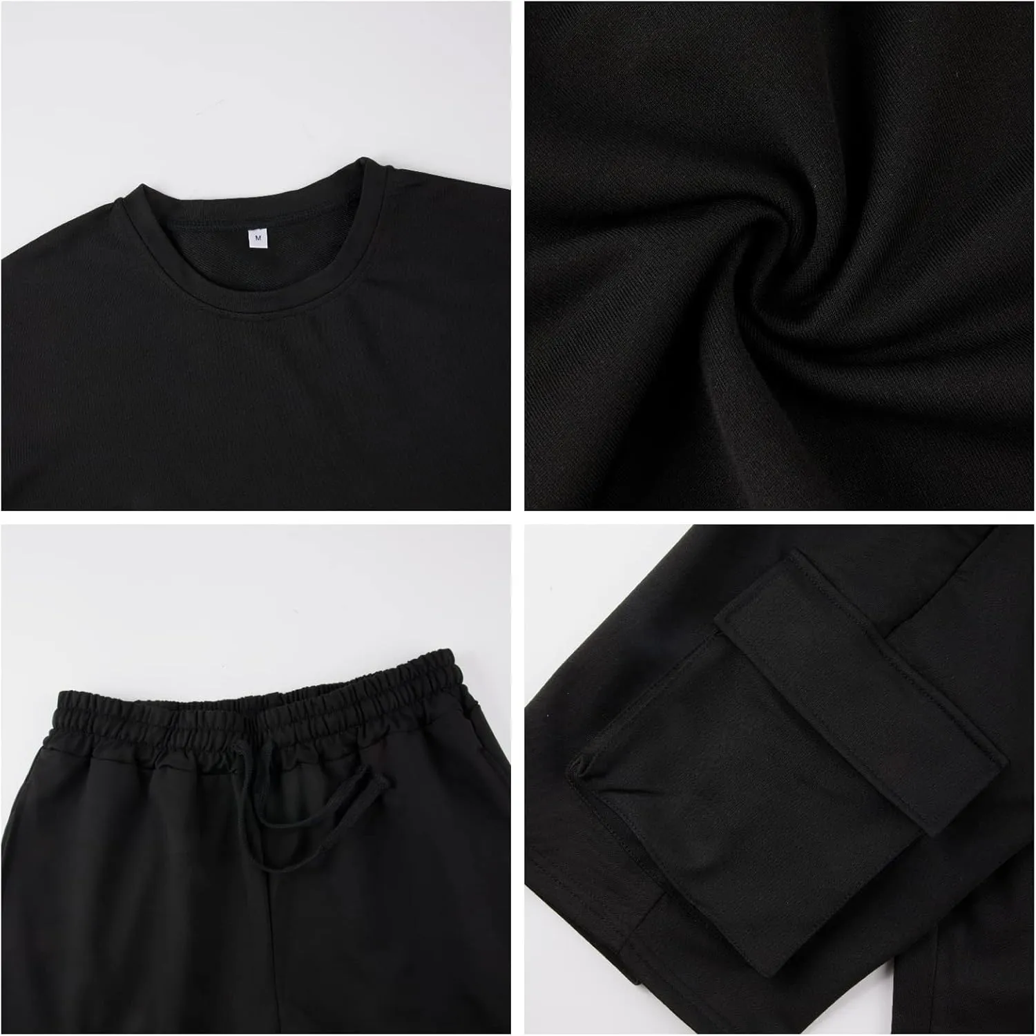 Opomelo Mens Short Sets 2 Piece Outfits - Casual Summer Short Sleeve Sweatsuits Sets for Men with Cargo Pocket