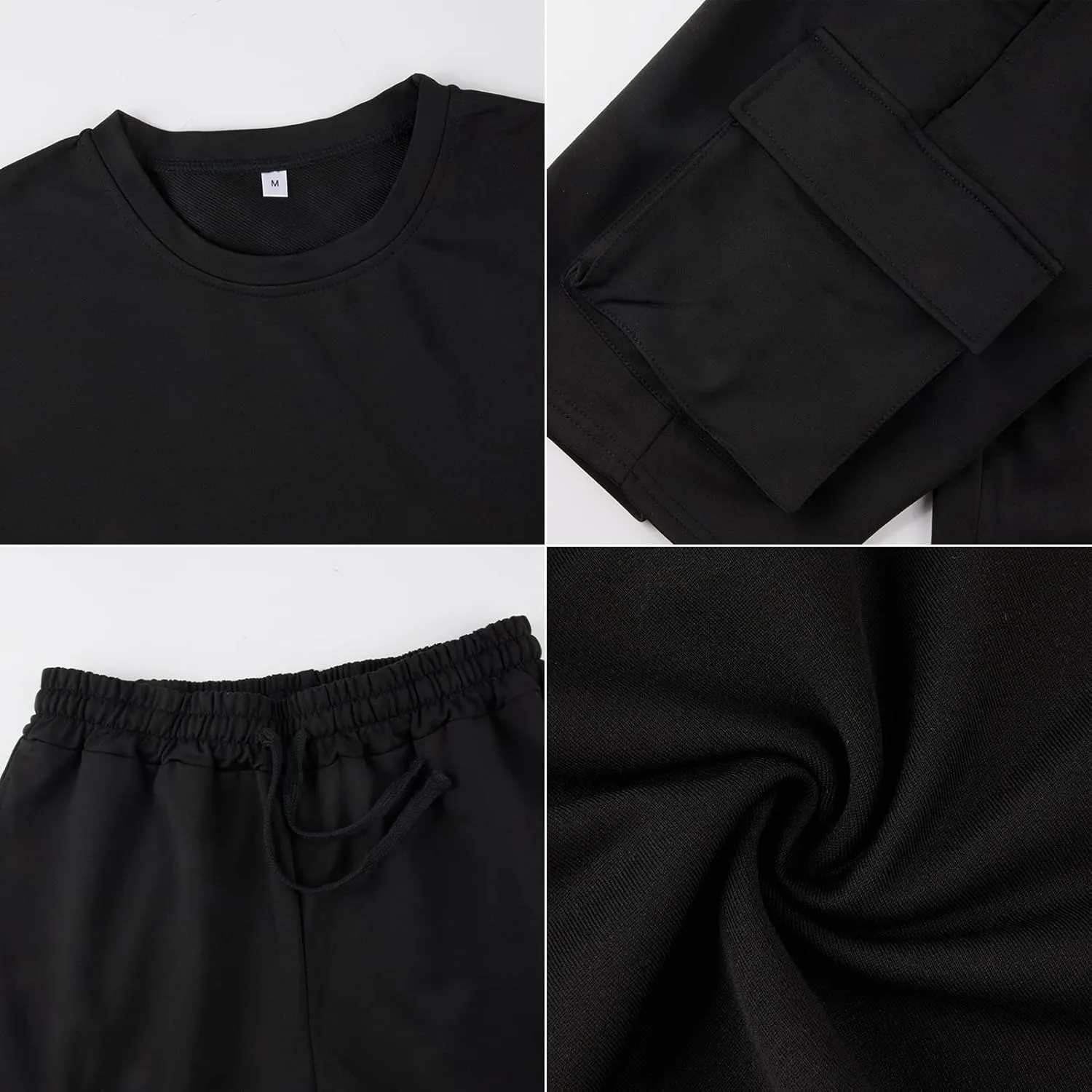 Opomelo Mens Short Sets 2 Piece Outfits - Casual Summer Short Sleeve Sweatsuits Sets for Men with Cargo Pocket
