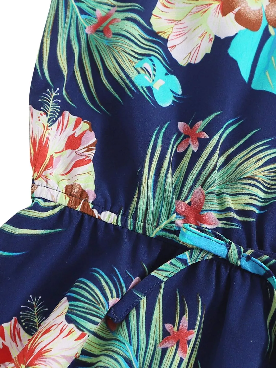 OYOANGLE Girl's Casual Boho Floral Print Sleeveless A-Line Swing Cami Hawaiian Dress Sundress