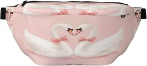 Pair Of Swans With Pink Bows Fanny Pack For Women Man, Waist Belt Bag Crossbody For Sports Travel Hiking Running Jogging
