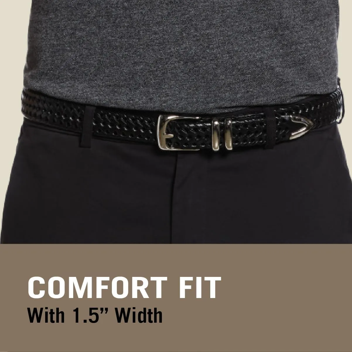 Perry Ellis Men's Portfolio Braided Belt with Leather (Sizes 30-54 Inches)