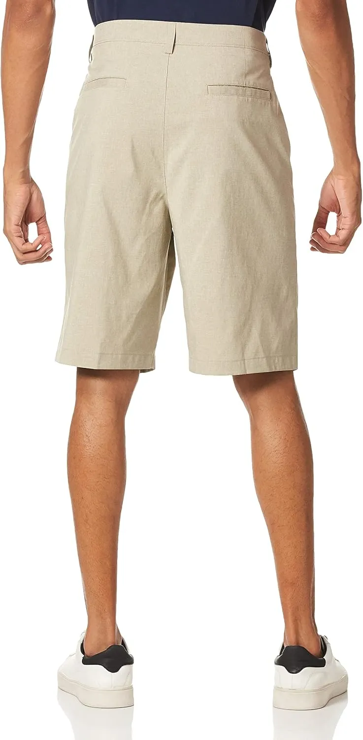 PGA TOUR Men's Flat Front Heather Golf Short with Active Waistband
