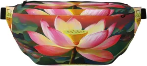 Pink Lotus Flower Fanny Pack For Women Man, Waist Belt Bag Crossbody For Sports Travel Hiking Running Jogging