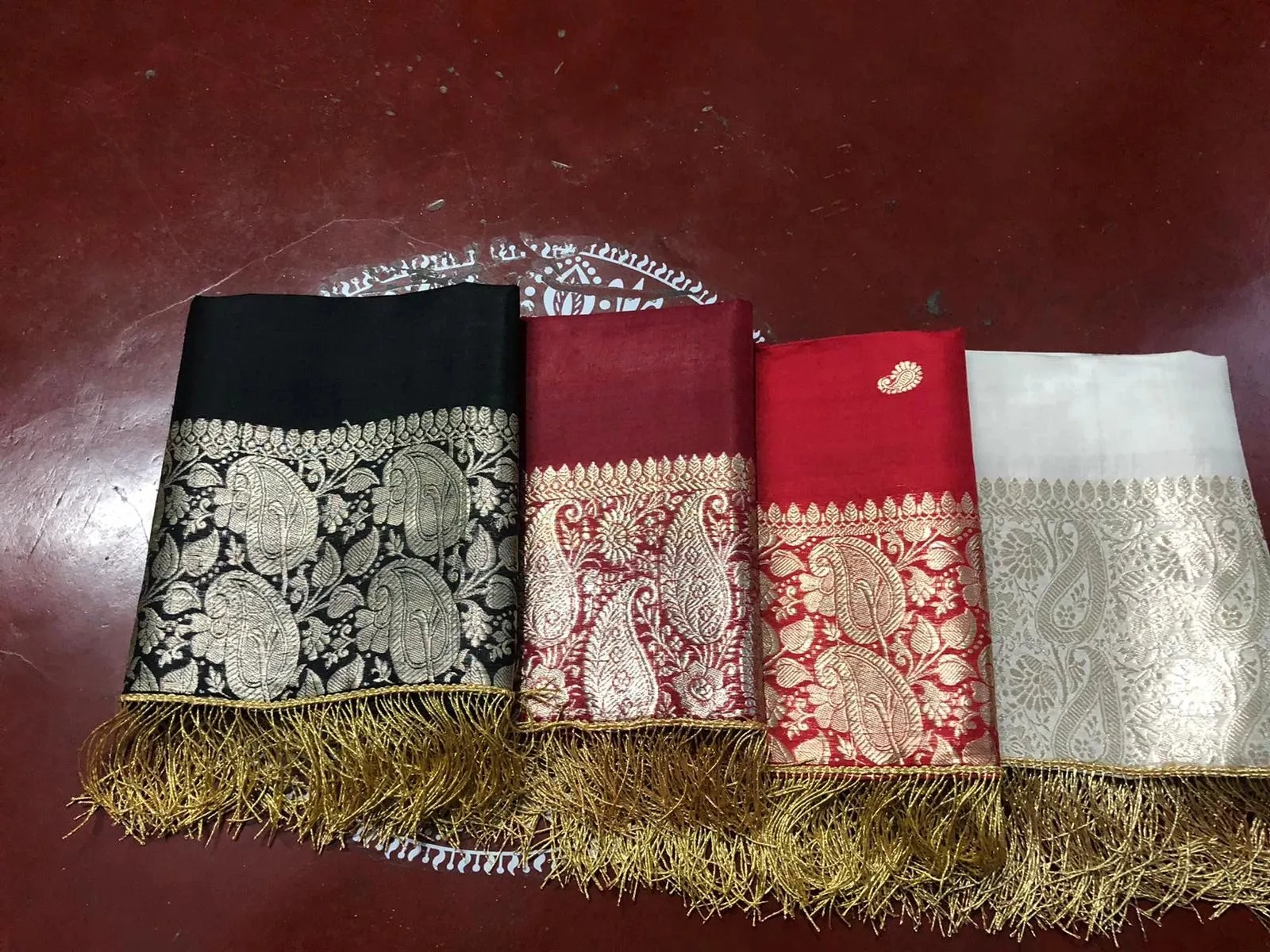 Pure White & Gold Banarasi Silk Stole/Dupatta
