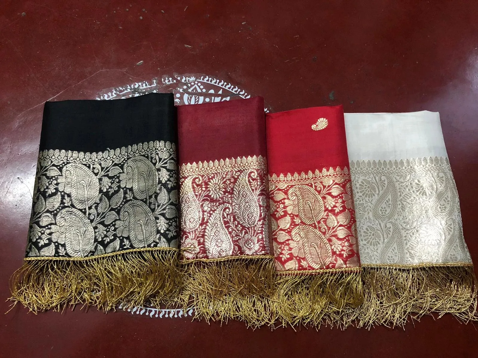 Pure White & Gold Banarasi Silk Stole/Dupatta