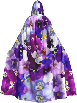 Purple Flower Print Vogue Hooded Cloak Halloween Cloak Cosplay Carnival Cloak And Theme Parties Cloak