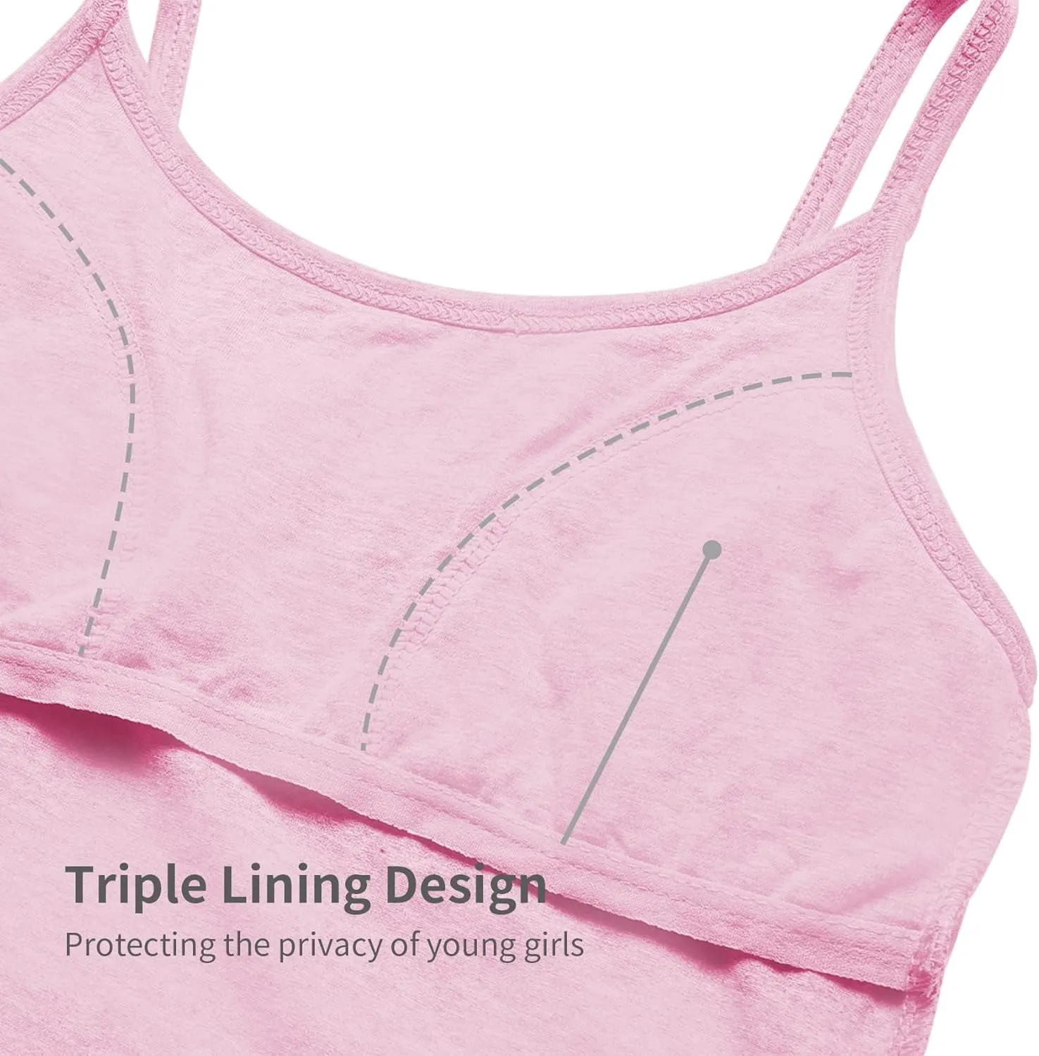 QBK Training Bras for Teens Girls from 6 7 8 9 10 12 Years Old Camisoles Bralette Bras with Shelf Bra (2/3/4Pack)