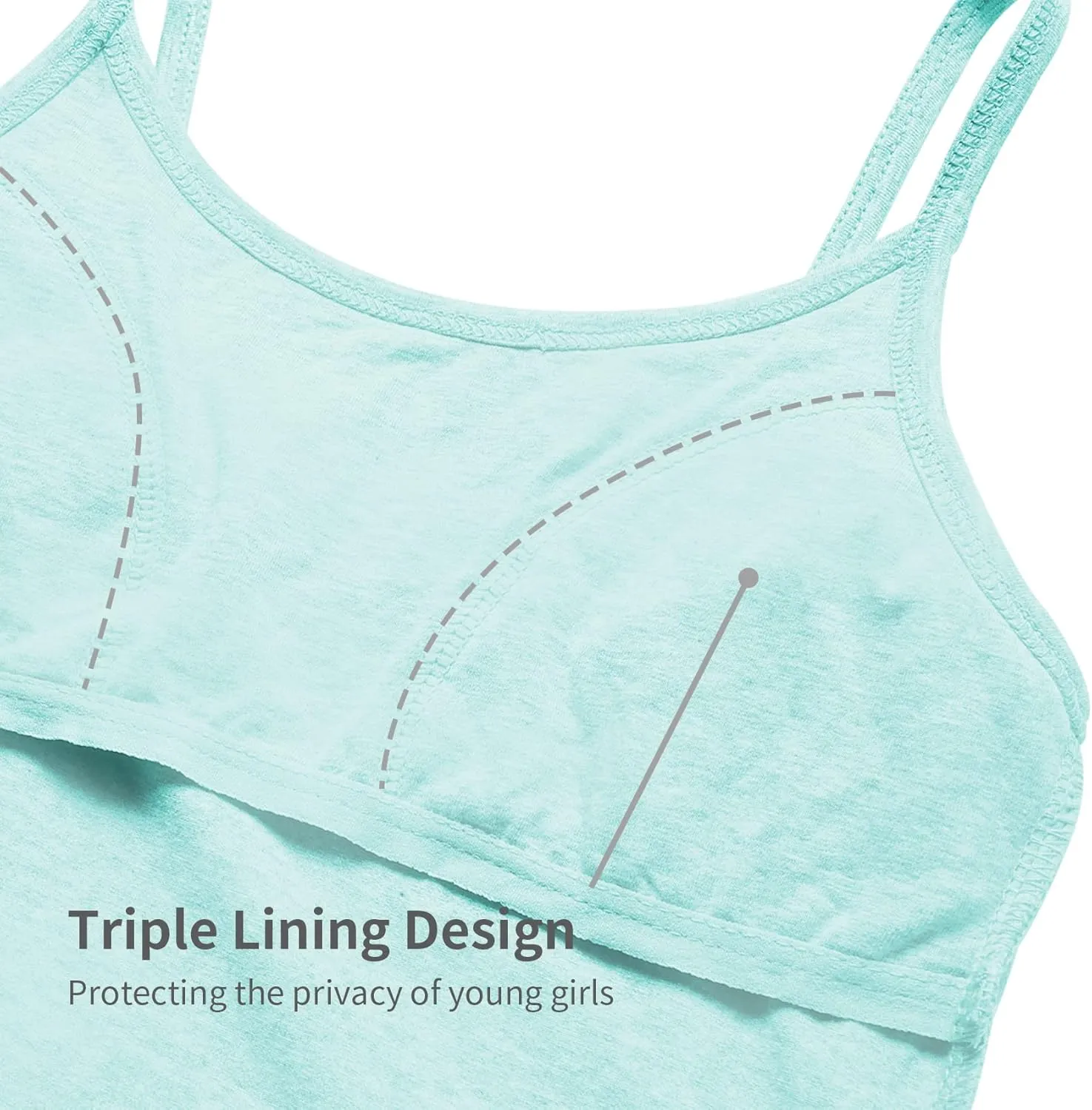 QBK Training Bras for Teens Girls from 6 7 8 9 10 12 Years Old Camisoles Bralette Bras with Shelf Bra (2/3/4Pack)