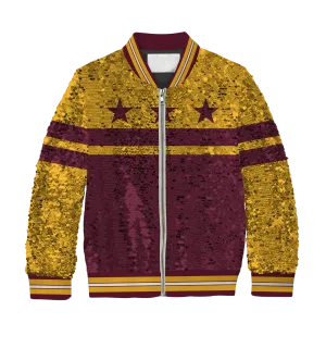 **REQUEST IT** Burgundy & Gold DC Flag / Sequin Jacket