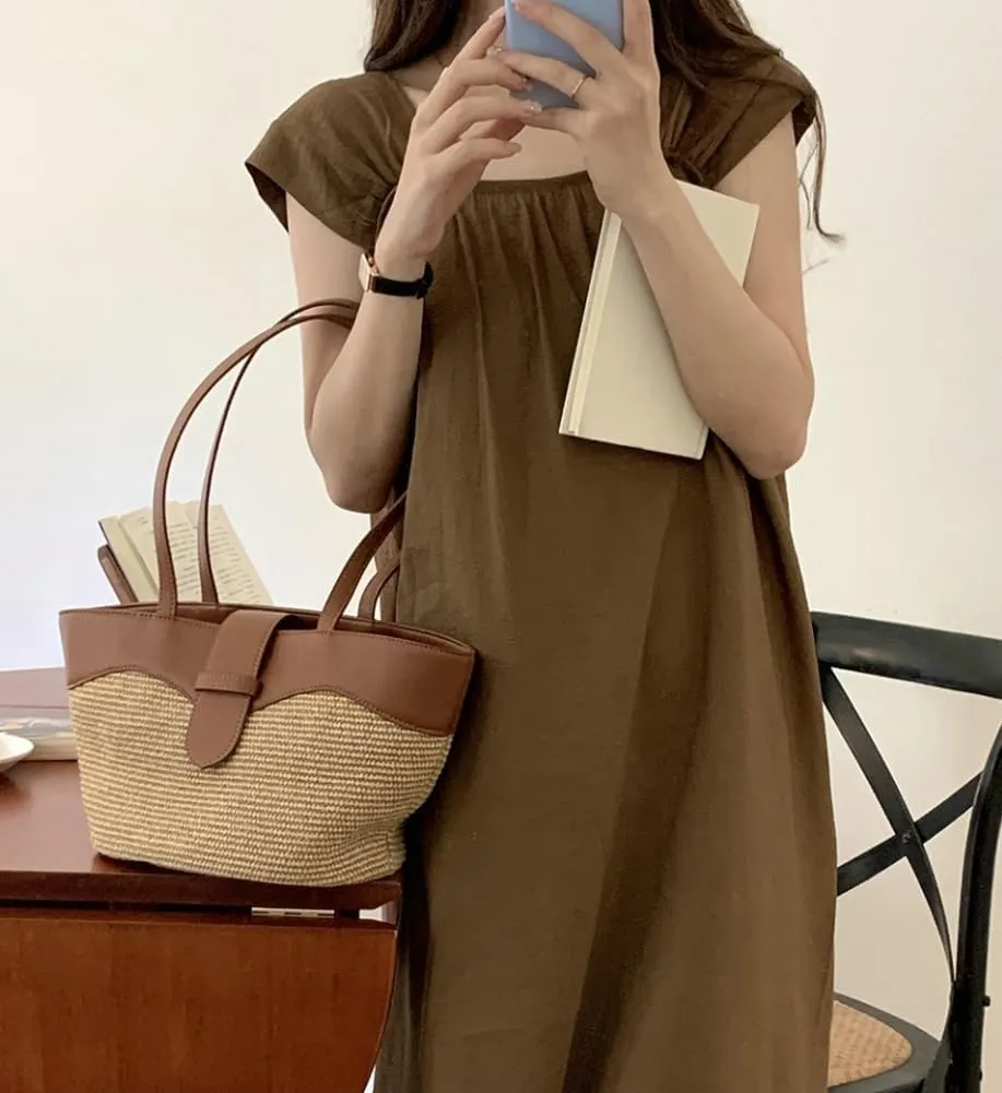 Rungion Womens Straw Beach Bags Large Woven Bucket Tote Purse Casual Straw Shoulder Bag Top Handle Handbags for Daily Use