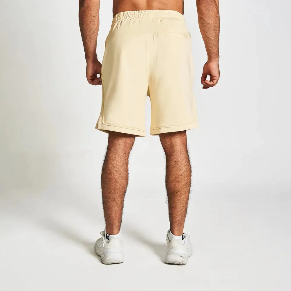 RZIST NEVER SETTLE MEN'S MACADAMIA CASUAL SHORTS
