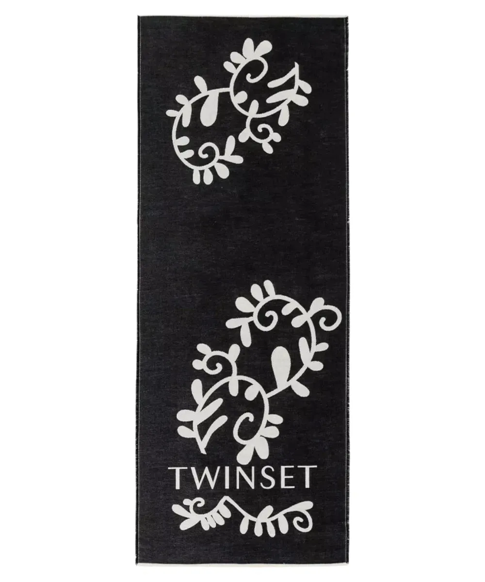 Sciarpa Jacquard Bicolore "Floral Elegance" con Logo