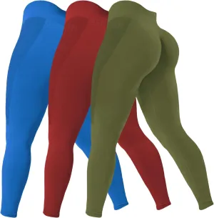 SENBAN 3 Piece Seamless Scrunch Leggings for Women High Waist Workout Athletic Yoga Pants Butt Lifting Booty Tights