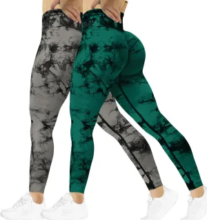 SENBAN Women Scrunch Workout Leggings: Butt Lifting High Waisted Yoga Pants - Tie Dye Seamless Booty Gym Leggings