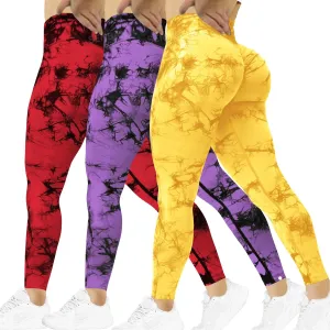 SENBAN Women Scrunch Workout Leggings: Butt Lifting High Waisted Yoga Pants - Tie Dye Seamless Booty Gym Leggings