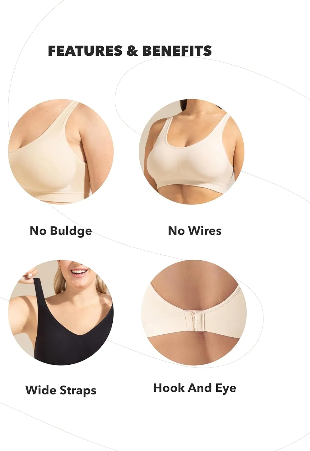 SHAPERMINT Bras for Women - Bras for Women no Underwire, Bralettes for Women Plus Size, Wireless Push up Bra