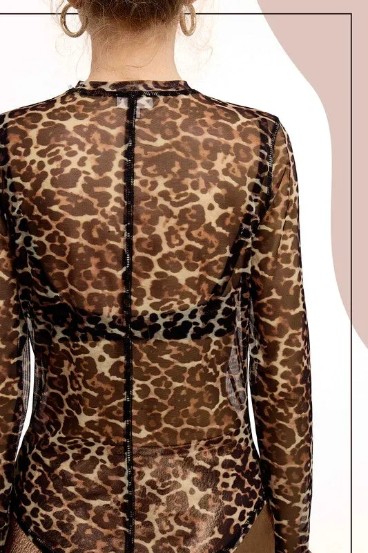 Sheer Mesh Top - Dark Leopard