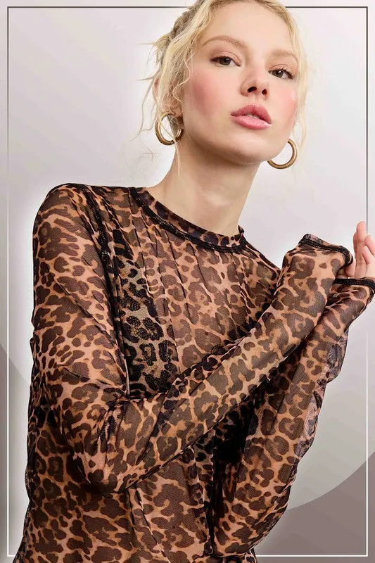 Sheer Mesh Top - Dark Leopard
