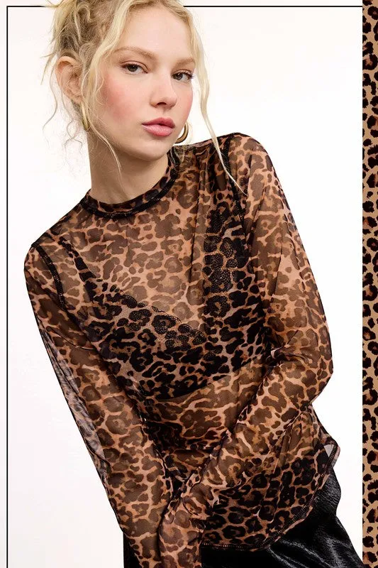 Sheer Mesh Top - Dark Leopard