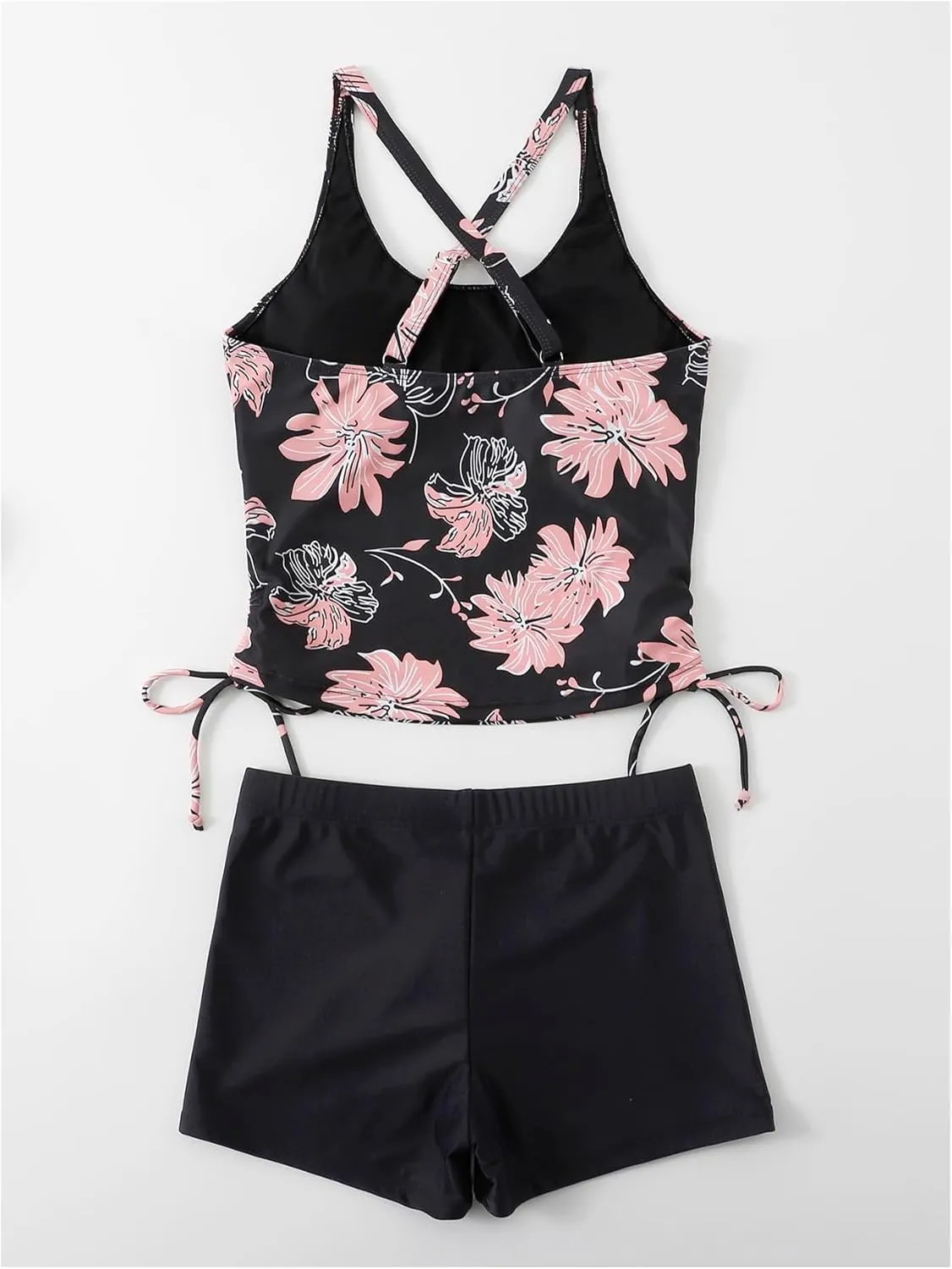 SHENHE Women's 2 Piece Tankini Swimsuits Tummy Control Floral Swim Tank Top with Shorts