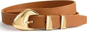 Skinny Belt, Black Leather Belt Women Belts for Jeans Dresses Pants with Adjustable belt Buckle 1 Width