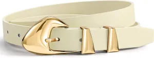Skinny Belt, Black Leather Belt Women Belts for Jeans Dresses Pants with Adjustable belt Buckle 1 Width
