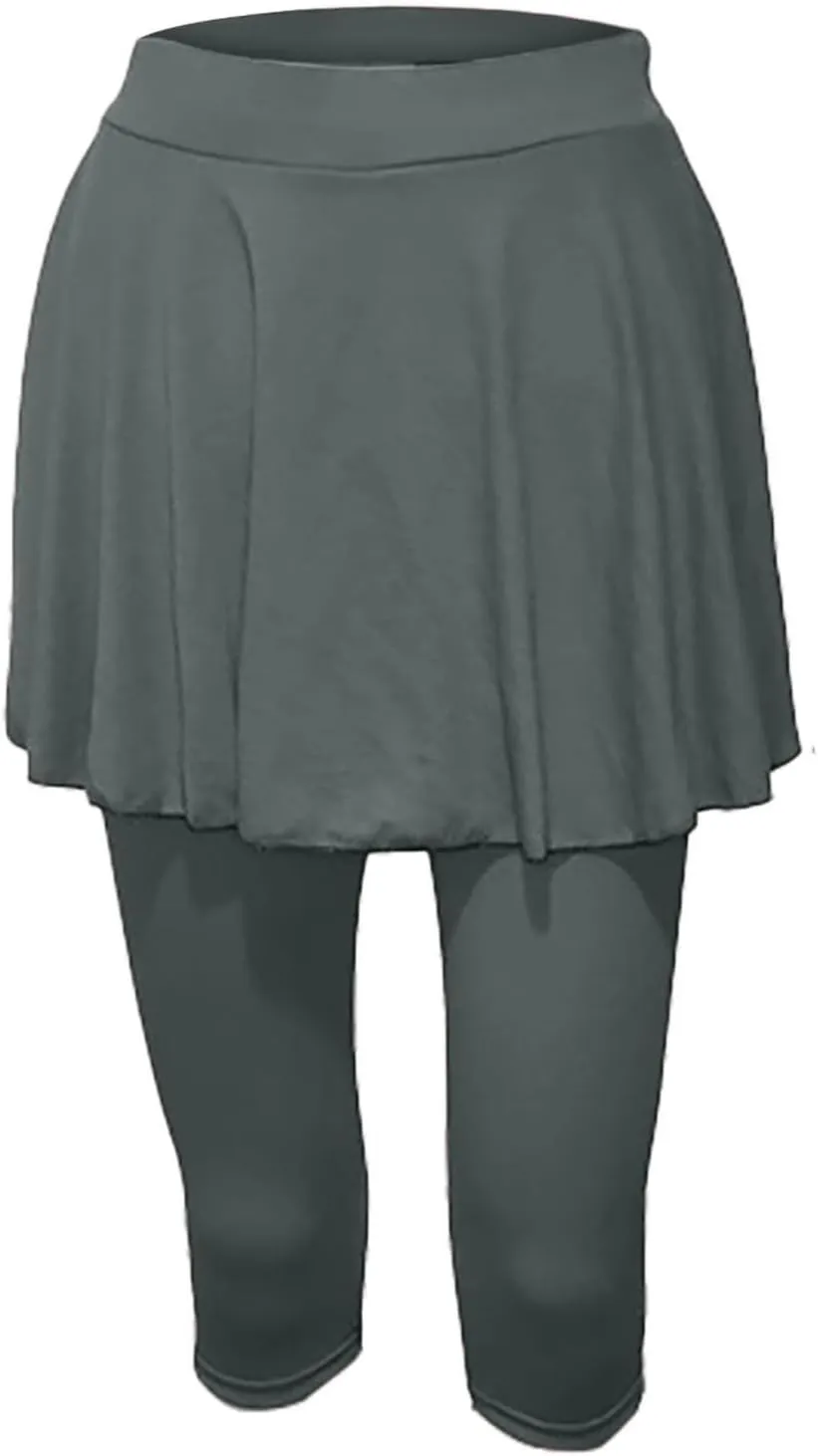 Skirted Leggings for Women 2025 Tennis Golf Skorts Capris Cropped Gym Sport Running Yoga Legging with Skirts Summer