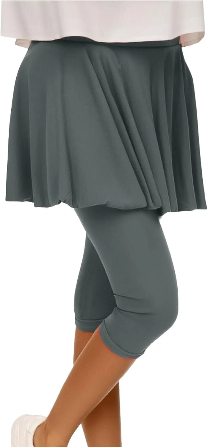 Skirted Leggings for Women 2025 Tennis Golf Skorts Capris Cropped Gym Sport Running Yoga Legging with Skirts Summer