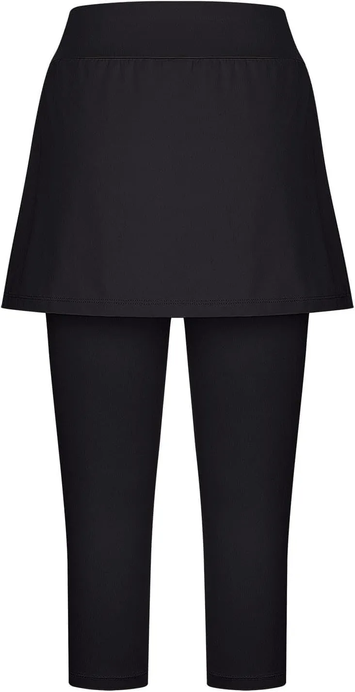 Skirted Leggings for Women 2025 Tennis Golf Skorts Plus Size Skirts Gym Athletic Capris Pickleball Yoga Outfit