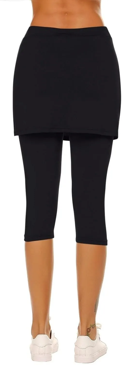 Skirted Leggings for Women 2025 Tennis Golf Skorts Plus Size Skirts Gym Athletic Capris Pickleball Yoga Outfit